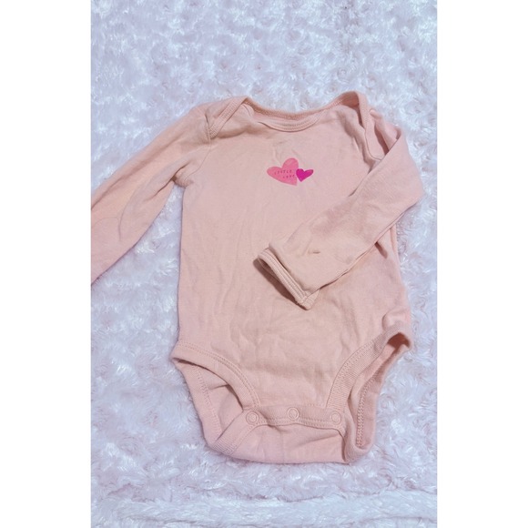 Carter's Other - Carter's Pink Long Sleeve Little Love Heart Baby Bodysuit 3 Months